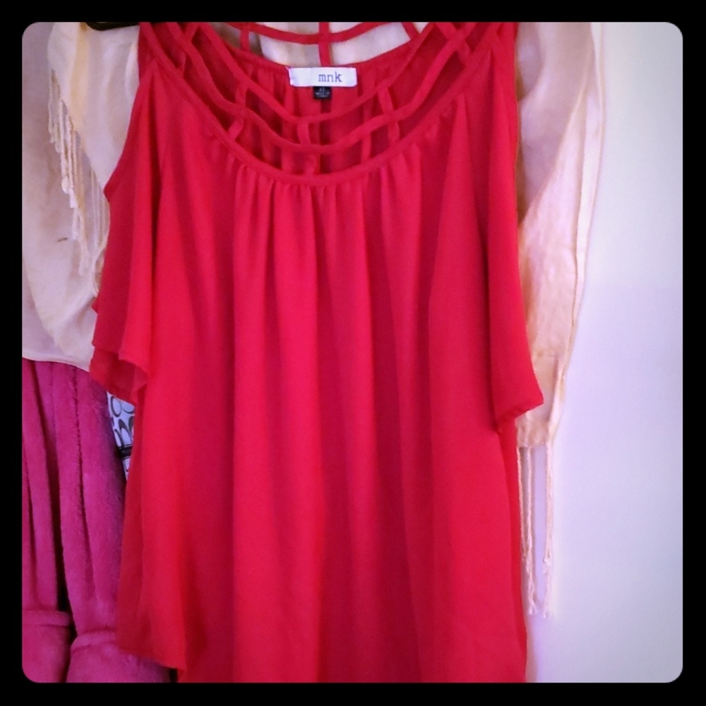 Red off the shoulder blouse